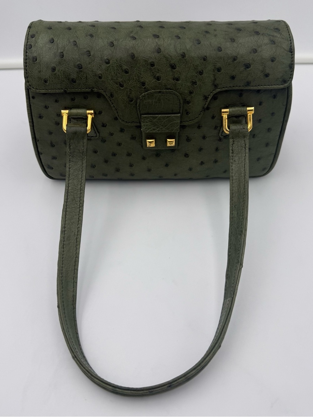 🇮🇹SANTAMARIA MILANO • Green Exotic Genuine OSTRICH 23 Bag • Made in ITALY - Picture 11 of 16